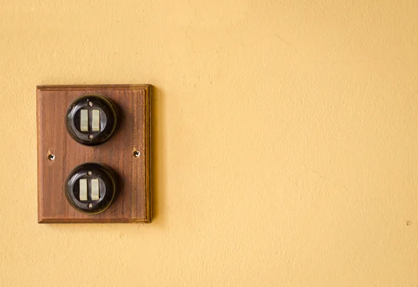 Wooden electric switch — Stock Photo, Image