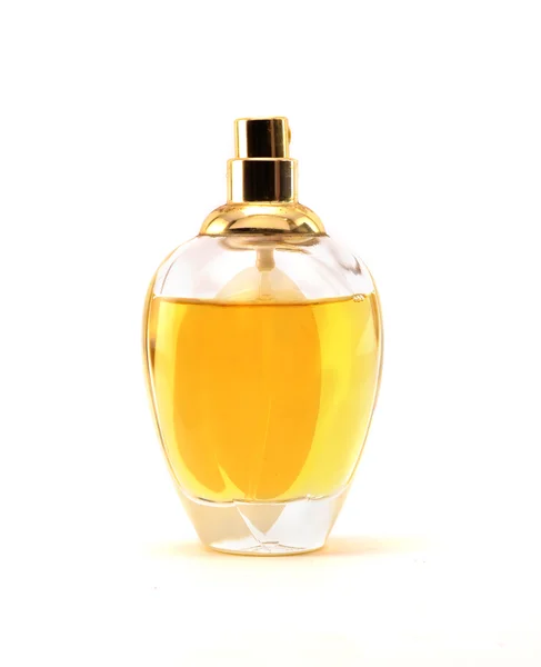 Beyaz arka planda parfüm şişesi — Stok fotoğraf