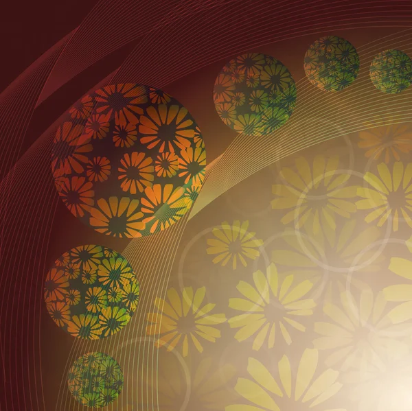Цветочные шарики на коричневом фоне — стоковый вектор