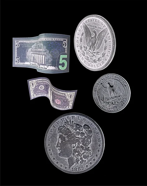 Americké peníze různých časů. — Stock fotografie