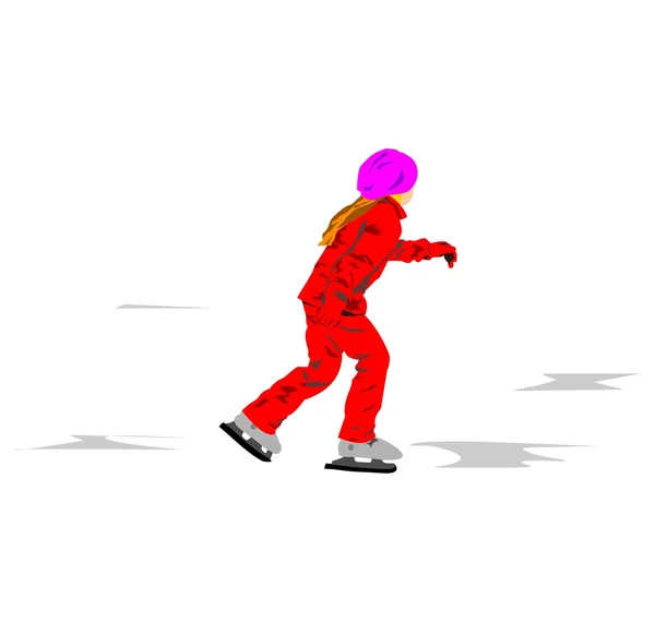 Obraz dziewczynka na łyżwach — Wektor stockowy