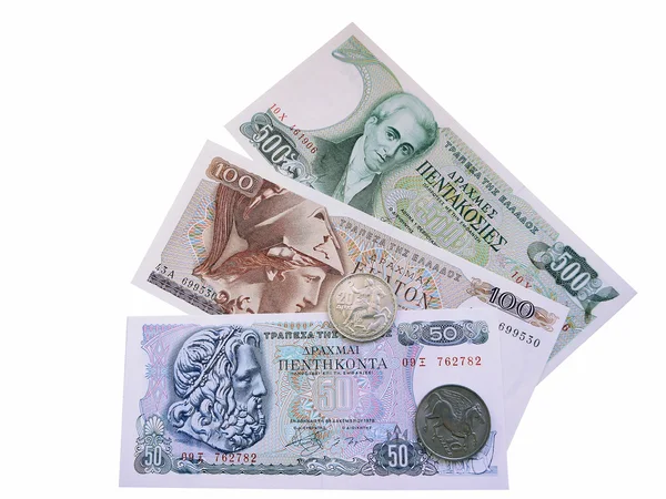 Банкноти та Греції до введення євро — стокове фото