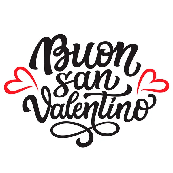 Italian Translation Happy Valentines Day Hand Lettering Text Red Hearts — Stockvektor