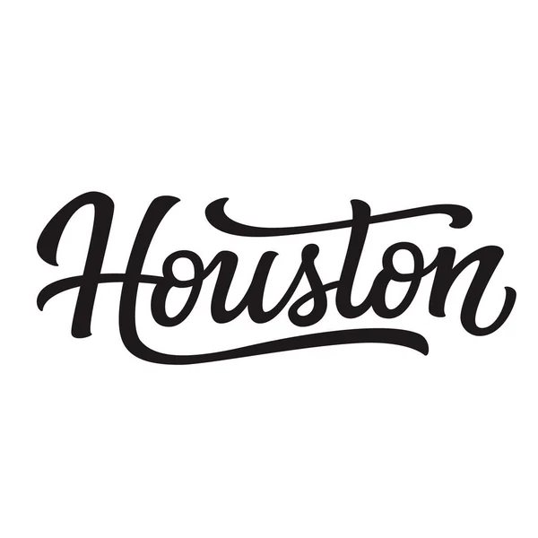 Houston Hand Lettering Text Isolated White Background Vector Typography Posters — Stock Vector