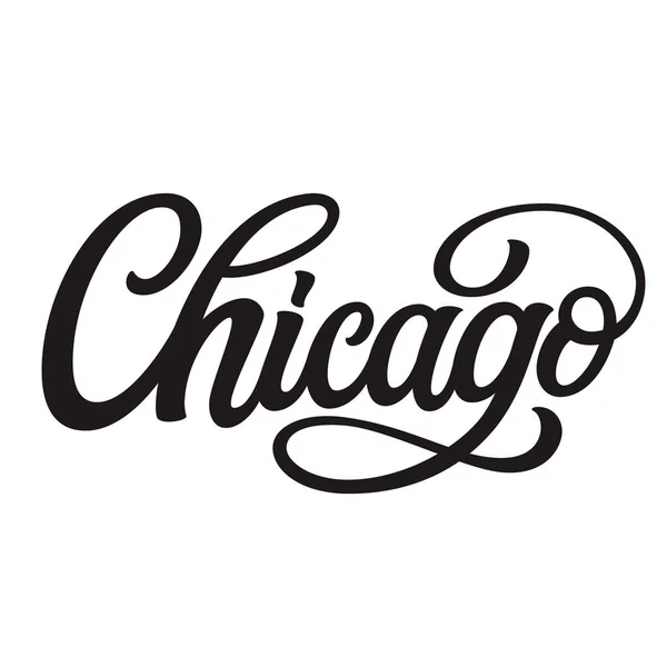 Chicago Testo Lettering Mano Isolato Sfondo Bianco Tipografia Vettoriale Manifesti — Vettoriale Stock