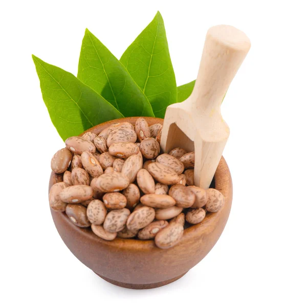 Beyaz arka planda izole edilmiş pinto fasulyesi yığını