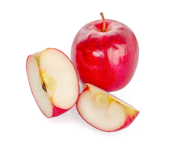 Κόκκινο Μήλο Απομονωμένο Λευκό Φόντο Μονοπάτι Αποκοπής Και Πλήρες Βάθος Εικόνα Αρχείου