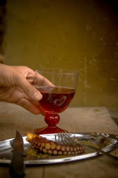 Red wine and seafood — Stock Photo, Image