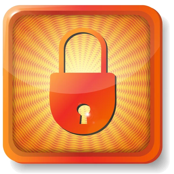 Orange closed lock icon — Stock Vector