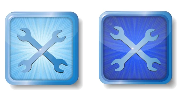 Blue radial wrench icon — Stock Vector