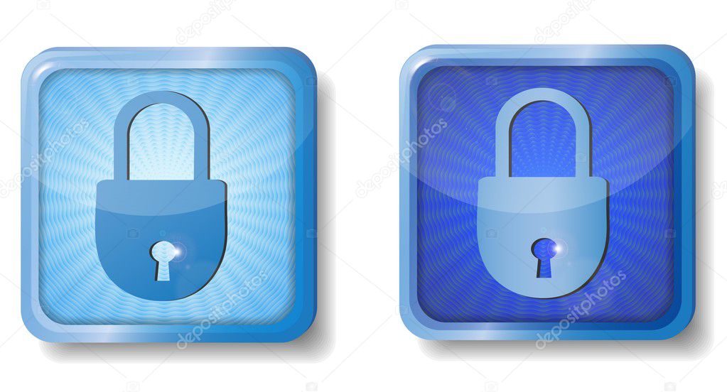 Blue radial closed lock icon