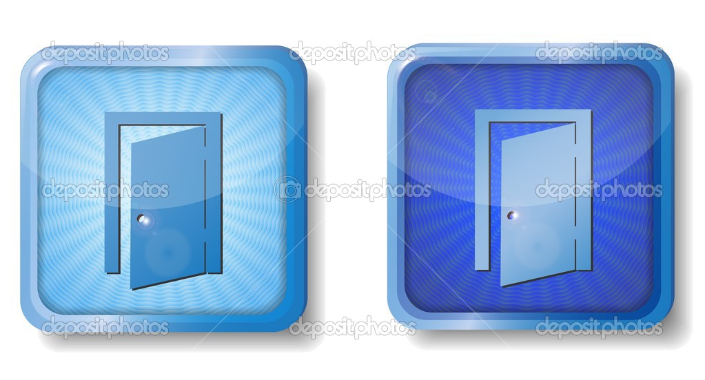 Blue radial exit door icon