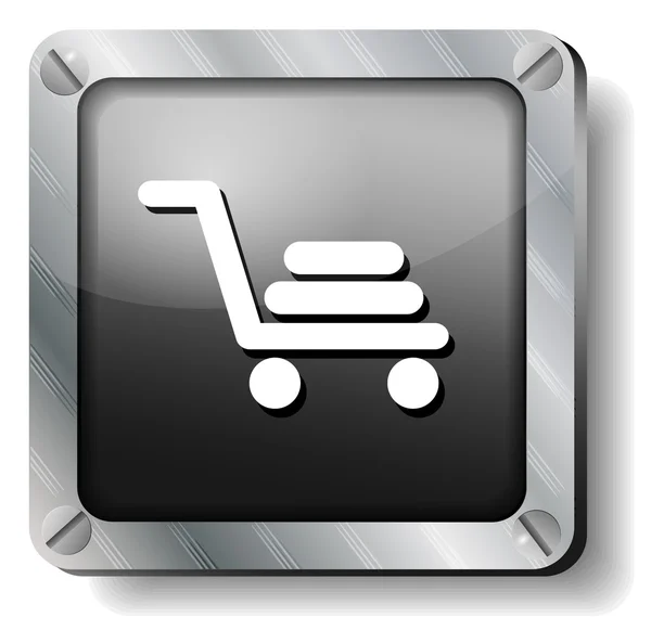 Stål shopping cart-ikonen — Stock vektor