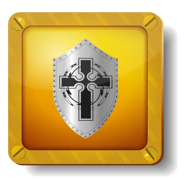 Icono escudo de oro — Vector de stock