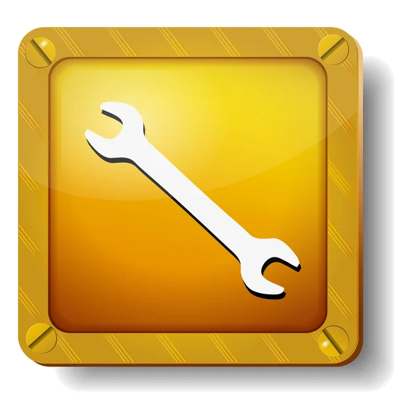 Golden wrench icon — Stock Vector