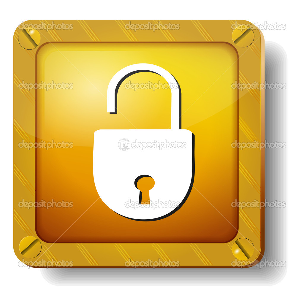 Golden open lock icon