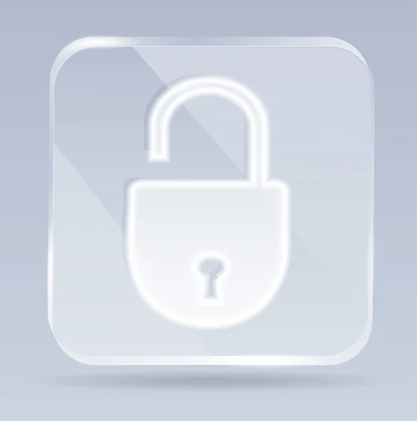 Glass open lock icon — Stock Vector
