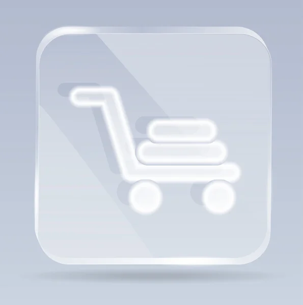 Glas shopping cart ikonen — Stock vektor