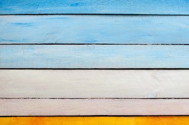 Sarı Mavi Beyaz ahşap duvar