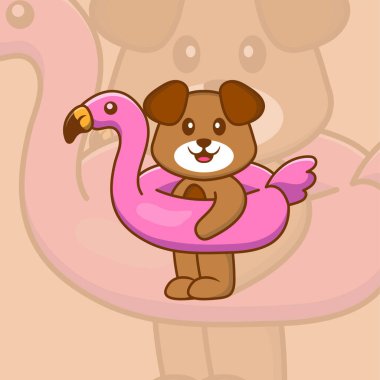 Şirin köpek çizgi film karakter vektör çizimi.