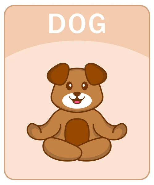 Ficha Del Alfabeto Con Lindo Personaje Dibujos Animados Perro — Vector de stock