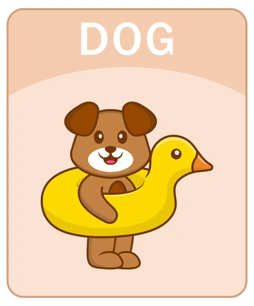 Alphabet Karteikarte Mit Niedlichen Hund Cartoon Figur — Stockvektor