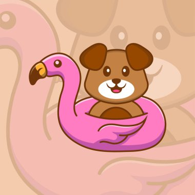 Şirin köpek çizgi film karakter vektör çizimi.