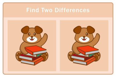 Tatlı köpek çizgi film karakteri. Farkları bul. Çocuklar için eğitici bir oyun. Çizgi film vektör illüstrasyonu