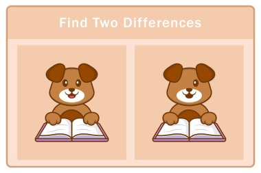 Tatlı köpek çizgi film karakteri. Farkları bul. Çocuklar için eğitici bir oyun. Çizgi film vektör illüstrasyonu