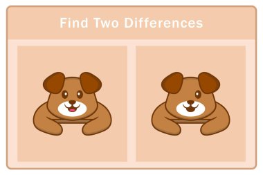 Tatlı köpek çizgi film karakteri. Farkları bul. Çocuklar için eğitici bir oyun. Çizgi film vektör illüstrasyonu