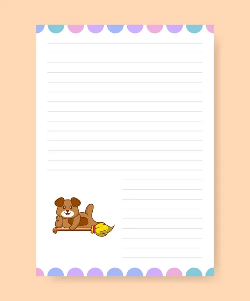 Planner Pagina Fare Lista Con Cane Carino Illustrazione Vettoriale Cartone — Vettoriale Stock