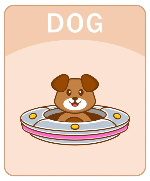 Flashcard Alfabeto Com Personagem Desenho Animado Cão Bonito — Vetor de Stock
