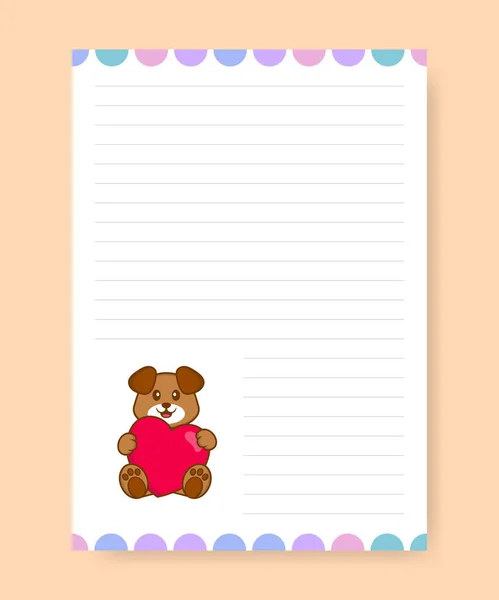 Planner Pagina Fare Lista Con Cane Carino Illustrazione Vettoriale Cartone — Vettoriale Stock