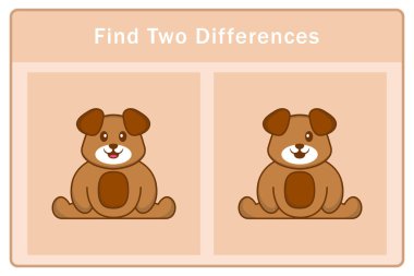 Tatlı köpek çizgi film karakteri. Farkları bul. Çocuklar için eğitici bir oyun. Çizgi film vektör illüstrasyonu