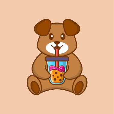 Şirin köpek çizgi film karakter vektör çizimi.