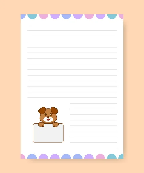 Planner Page List Cute Dog Cartoon Vector Illustration — Stock Vector