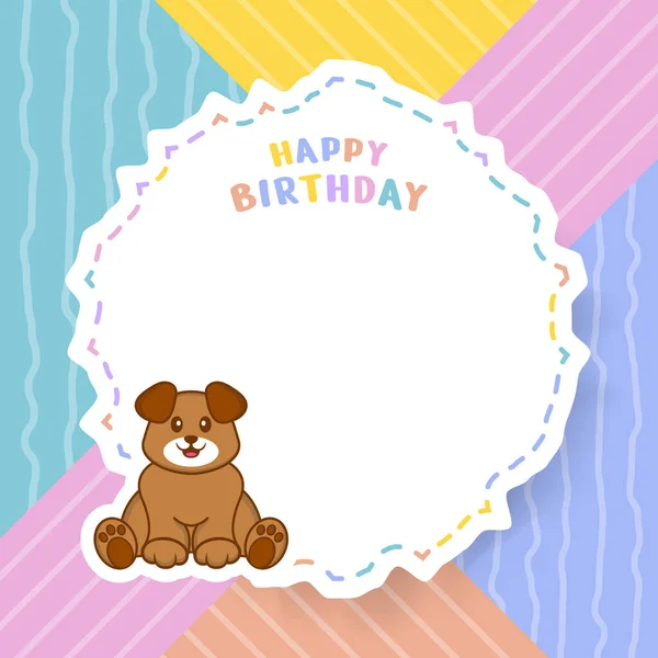 Happy Birthday Grußkarte Mit Niedlichen Hund Cartoon Figur Vektorillustration — Stockvektor