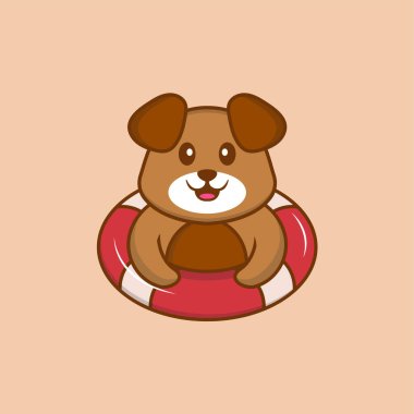 Şirin köpek çizgi film karakter vektör çizimi.