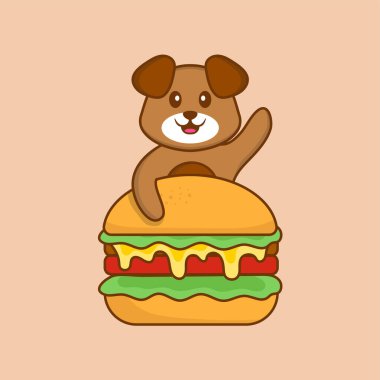 Şirin köpek çizgi film karakter vektör çizimi.