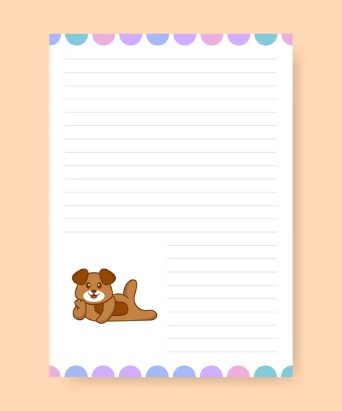 Planner Página Hacer Una Lista Con Perro Lindo Dibujos Animados — Vector de stock