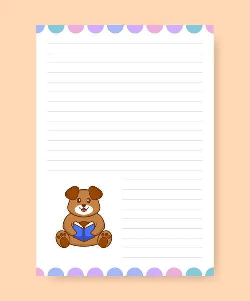 Planner Page List Cute Dog Cartoon Vector Illustration — Stock Vector