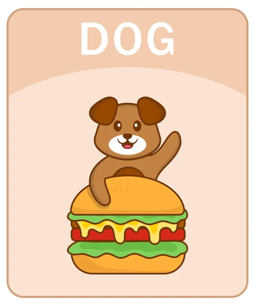 Flashcard Alfabeto Com Personagem Desenho Animado Cão Bonito — Vetor de Stock