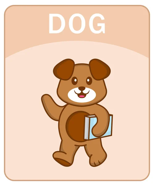 Alphabet Flashcard Χαριτωμένο Σκύλο Χαρακτήρα Κινουμένων Σχεδίων — Διανυσματικό Αρχείο
