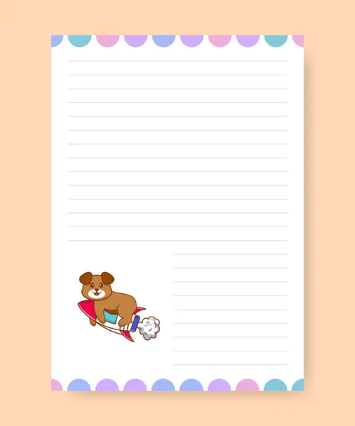 Planerseite Und Liste Mit Süßem Hund Zeichentrickvektorillustration — Stockvektor