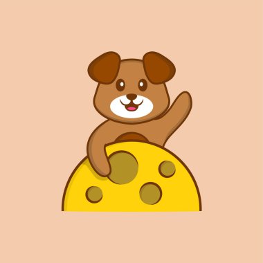 Şirin köpek çizgi film karakter vektör çizimi.