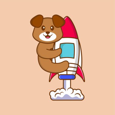 Şirin köpek çizgi film karakter vektör çizimi.