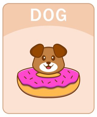 Tatlı köpek çizgi film karakterli alfabe bellek kartı.