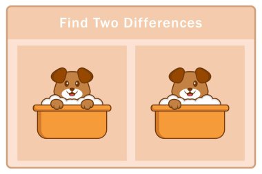 Tatlı köpek çizgi film karakteri. Farkları bul. Çocuklar için eğitici bir oyun. Çizgi film vektör illüstrasyonu