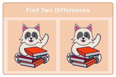 Tatlı köpek çizgi film karakteri. Farkları bul. Çocuklar için eğitici bir oyun. Çizgi film vektör illüstrasyonu