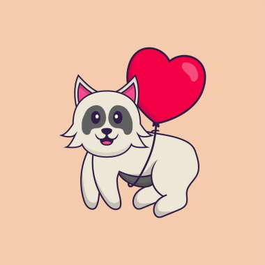 Şirin köpek çizgi film karakter vektör çizimi.